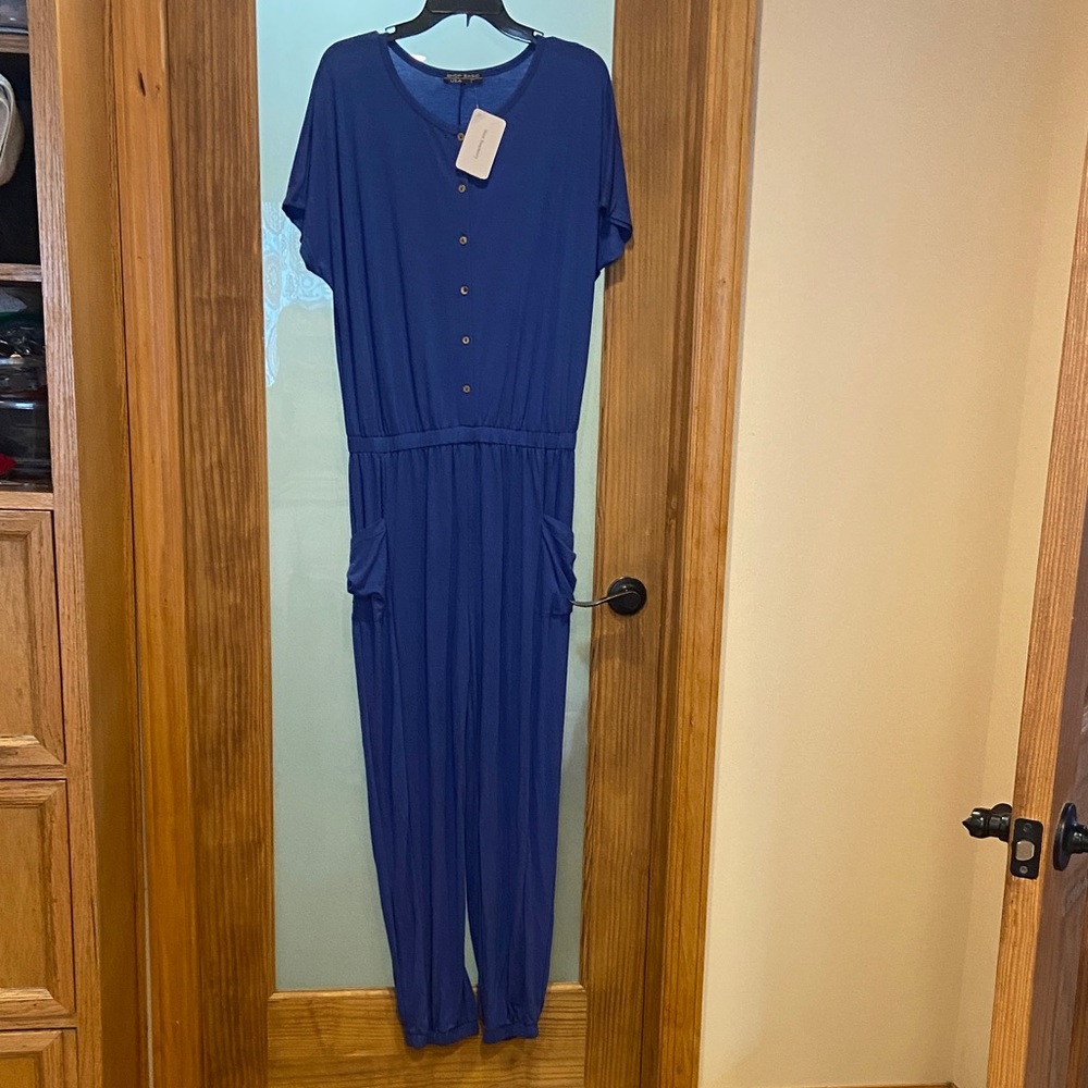 Blue Jumpsuit with Button Detail